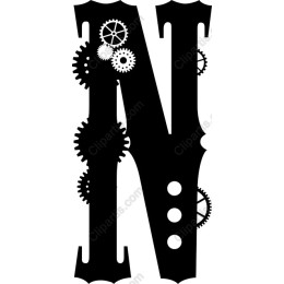 Steampunk Letter N with Gears