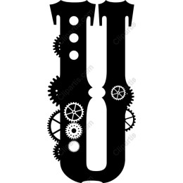 Steampunk-Inspired Letter U with Gears