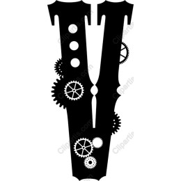 Steampunk Letter V with Gears