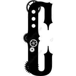 Steampunk Letter C with Gears