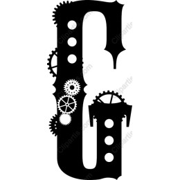 Steampunk Letter C with Gears