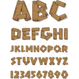 Wooden Alphabet Clipart Set - Rustic Letters & Numbers Bundle
