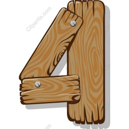 Rustic Wooden Numeral 4