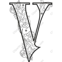 Ornate Letter V Floral