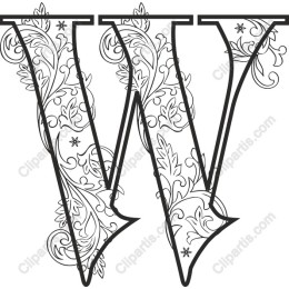 Floral Monogram Letter W