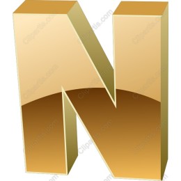 3D Golden Letter N