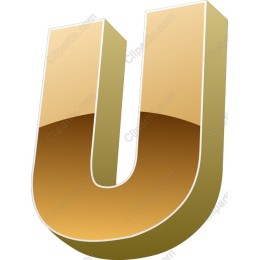 3D Golden Letter U