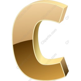 Golden Letter C 3D