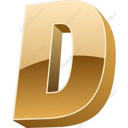 Golden 3D Letter D