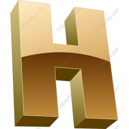 Gold 3D Letter H