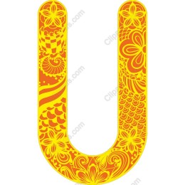 Vibrant Floral Decorated Letter U