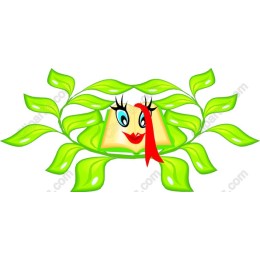 Whimsical Book Character with Green Leaves