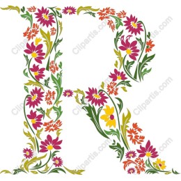 Floral Letter R - Colorful Flower