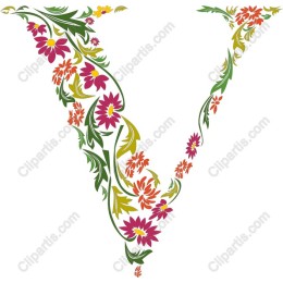 V Floral Letter