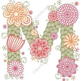 Floral M - Whimsical Flowers and Foliage