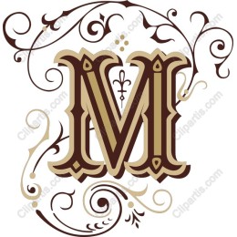 Elegant Floral Monogram M