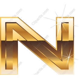 Gold Shiny Letter N