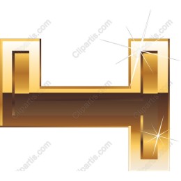 Golden 3D Letter H