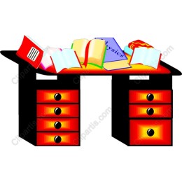 Colorful Study Desk with Books