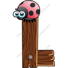 Whimsical Ladybug on Wooden Letter L