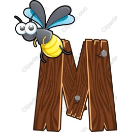 Bee on Rustic Wooden Letter M
