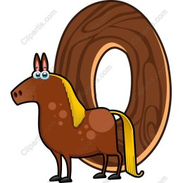 Cute Cartoon Horse with Wooden Doughnut