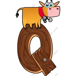 Cow on Wooden Letter O