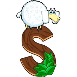 Cute Sheep on Letter 'S'