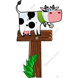 Playful Cow on Rustic Post