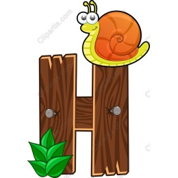 Playful Snail on Wooden Letter H