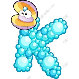 Playful Bubbles and Clam Letter K