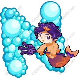 Charming Mermaid with Bubble Background