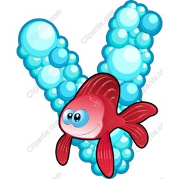 Playful Red Fish with Bubbles