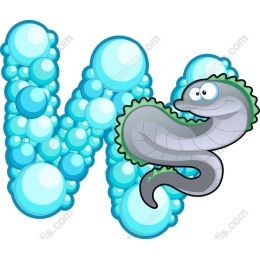 Letter N with Bubble Eel