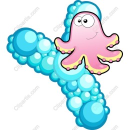 Whimsical Pink Octopus with Bubbles