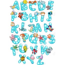 Underwater Alphabet Cliparts: Ocean-Themed Letter