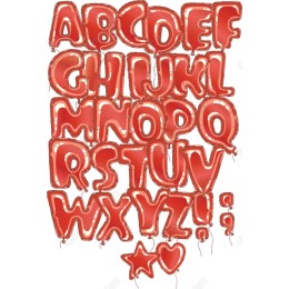 Balloon Alphabet Clipart Set - Red Balloon Letters & Symbols