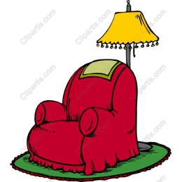 Cozy Red Armchair with Lamp