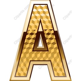 3D Gold Hexagonal Letter A