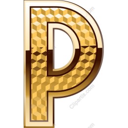 Gold Hexagonal Letter P