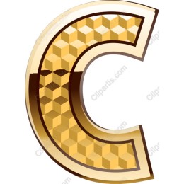 Golden 3D Letter C