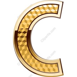 Elegant Golden Honeycomb Letter C