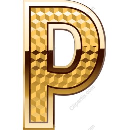 Gold Hexagonal P Letter