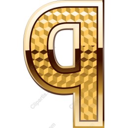 Golden Hexagonal Letter Q