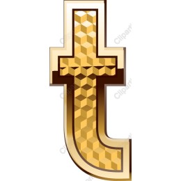 Gold 3D Letter T