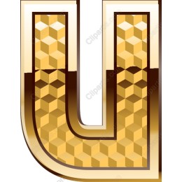 Gold Hexagon Letter U