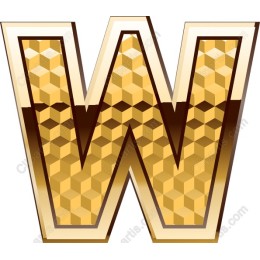 Golden Honeycomb Letter W