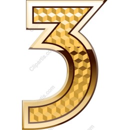 Golden 3D Number 3