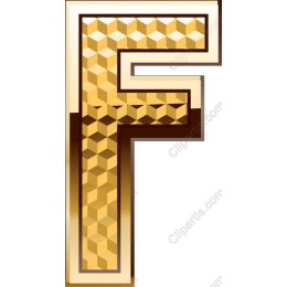 Golden 3D Quilted Letter 'F'