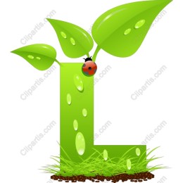 Eco-Friendly L Letter with Leaves and Ladybug